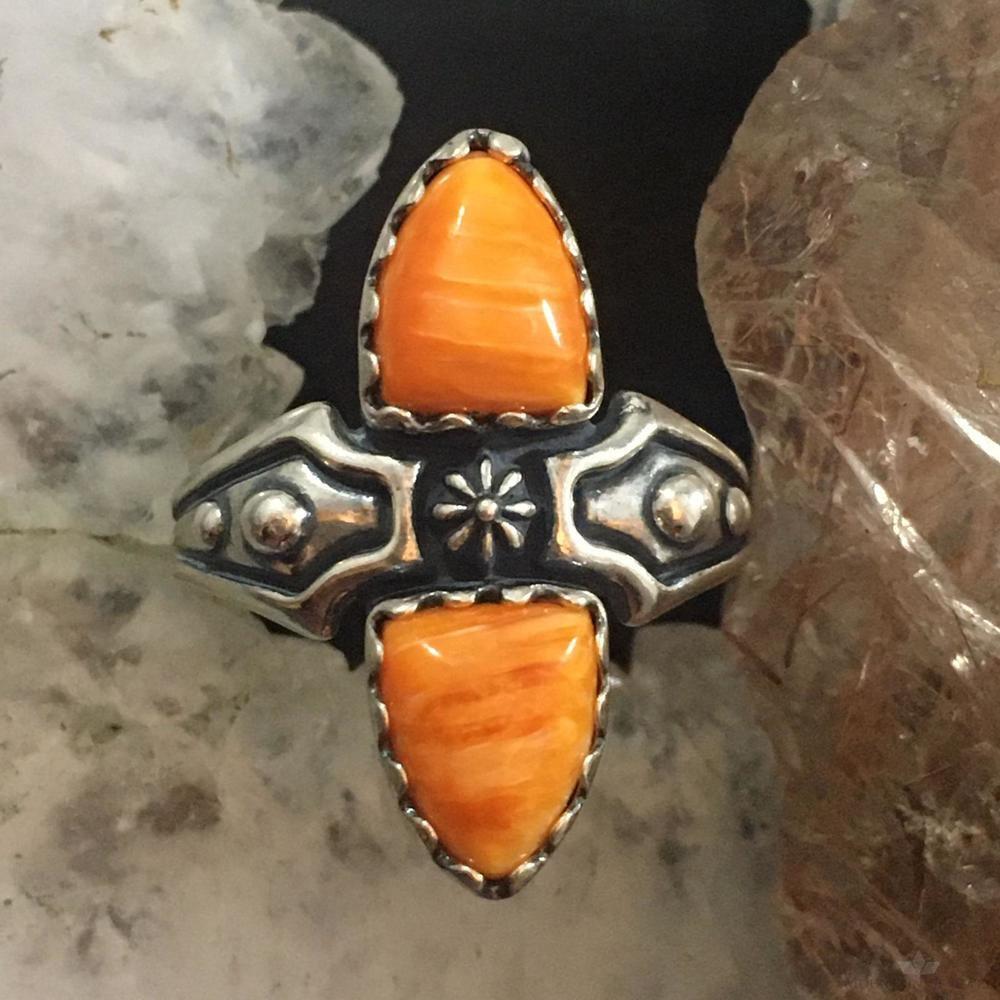 Carolyn Pollack Southwestern Style Sterling Orange Spiny Oyster Ring For Women - Picture 4 of 10